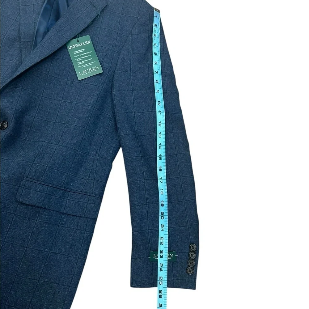 Lauren Ralph Lauren Midnight Blue Plaid 100% Wool Sport Coat Mens Sz 40L NWT